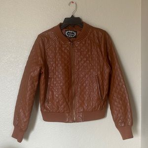 Ambiance Women's Bomber Style Quilted Jacket Faux Leather sz M